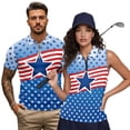 thumbnail image 2 of Garronmavis Matching Golf Shirts for Couple American Flag Patriotic Men Women Matching Couple Golf Shirts 4-Way Stretch Athletic Sleeveless Shirts Breathable Fabric Washable, 2 of 6