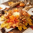 thumbnail image 6 of Fall Table Candle Rings,11" Artificial Maple Leaf Pumpkin Centerpiece Candleholder Wreath Thanksgiving Flower Harvest Farmhouse Decor, 6 of 6