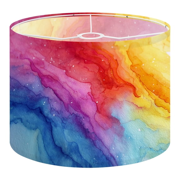 Linen Drum Lampshades Rainbow Watercolor 13"x13"x10" Light Shade for Table Lamps Floor Lamp Shades Lampshade Replacement Assembly Required