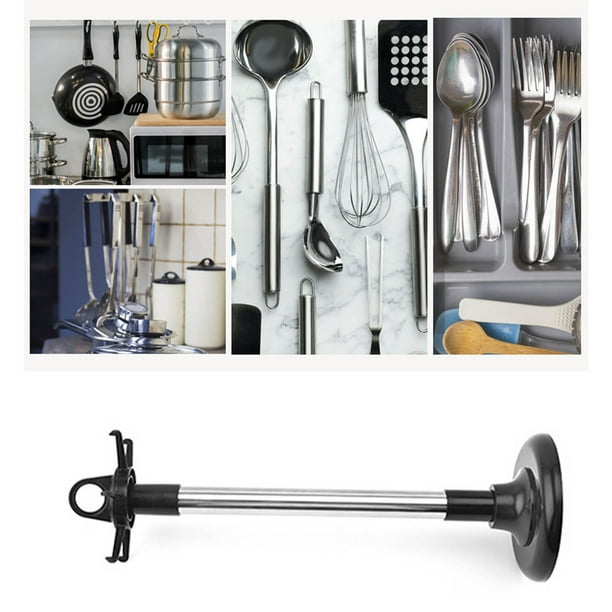Organizador de cubiertos de acero inoxidable sin agujeros | Estante de cocina para utensilios de cocina, espátulas y cucharas | Resistente al óxido, ahorra espacio y se monta en la pared o en el