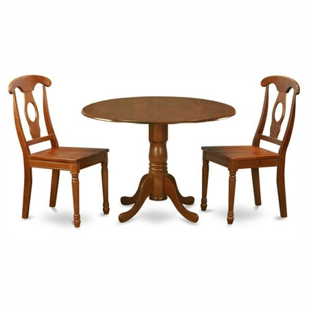 White Round Kitchen Table And Chairs East West Furniture Dublin 3 Piece Drop Leaf Round Dining Table Set with Kenley Wooden Seat Chairs ()