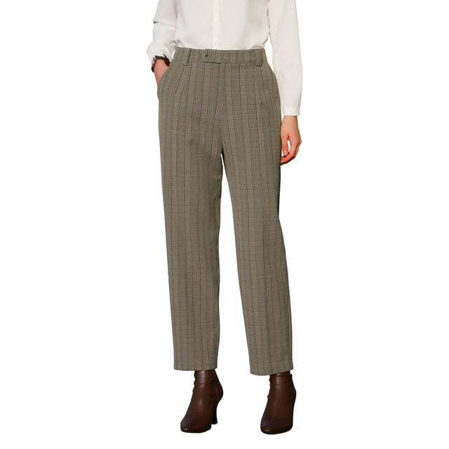 Pantalón de Houndstooth para Mujeres INSPIRE CHIC para un Look Profesional y Elegante en la Oficina 2XL Marrón
