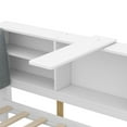 thumbnail image 6 of Euroco Wood Twin Size Platform Bed with Storage Headboard and Shelves, 2 Drawers Floor Bed for Kids, White, 6 of 11