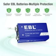 EBL 9V Alkaline Battery - Long Lasting 9 Volt Battery for Smoke Alarms, Electronic Toys and More - Pack of 8