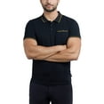 thumbnail image 6 of CULTURA Men's Short Sleeves 100% Cotton Polo With Jaquard Rib And Chest Rib Pocket, Black/Honey Mustard, S, 6 of 10