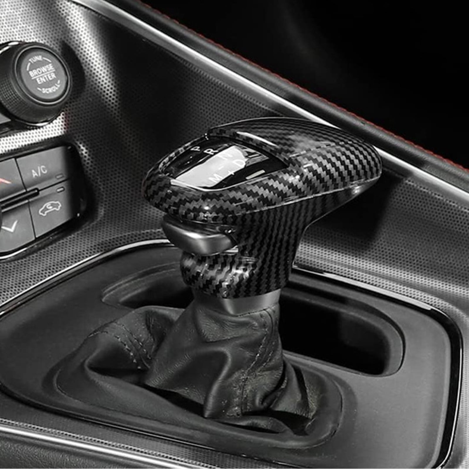 Gear Shift Knob Cover Car Shifter Protector Cover Interior Accessories For 2015-2022 Dodge Challenger Charger, 2018-2022 Dodge Durango-black