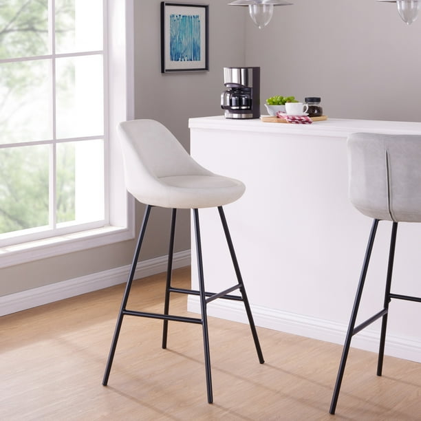 Better Homes & Gardens Modern Faux Leather Bar Stool, White Walmart