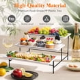 thumbnail image 3 of Lifewit 3 Tiered Plastic Serving Tray for Party Entertaining, 14"×6.5" Serving Food Display Platters, Reusable Trays with Collapsible Stable Metal Stand for Veggie, Fruit, Cookies, Dessert, Black, 3 of 9