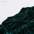 thumbnail image 3 of OBEEII Toddlers Baby Girls Fall Long Sleeve Solid Color Ruffled Velvet Dress Baby Girls Cake Smash Dress Wedding Flower Girl Dress 6-7 Years Lace dark green, 3 of 10