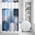 thumbnail image 2 of No Hook Shower Curtain, Navy Blue Ombre Shower Curtains for Bathroom with See Through Top Window, Modern Oil Painting Geometric Waterproof & Washable Bath Curtain Small Stall 36"x78", 2 of 9