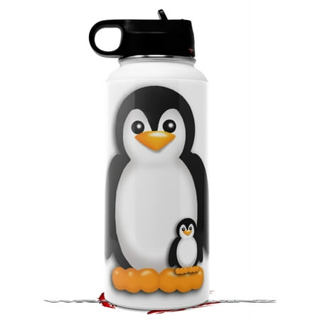 Skin Wrap Decal compatible with Hydro Flask Wide Mouth Bottle 32oz Penguins on White (BOTTLE NOT