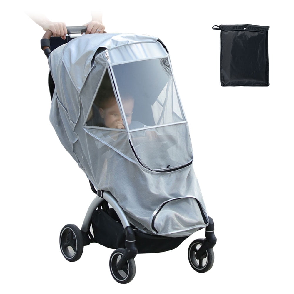 Black Baby Stroller car seat Rain Cover，Baby Stroller UV Mosquito Repellent Sun Shade
