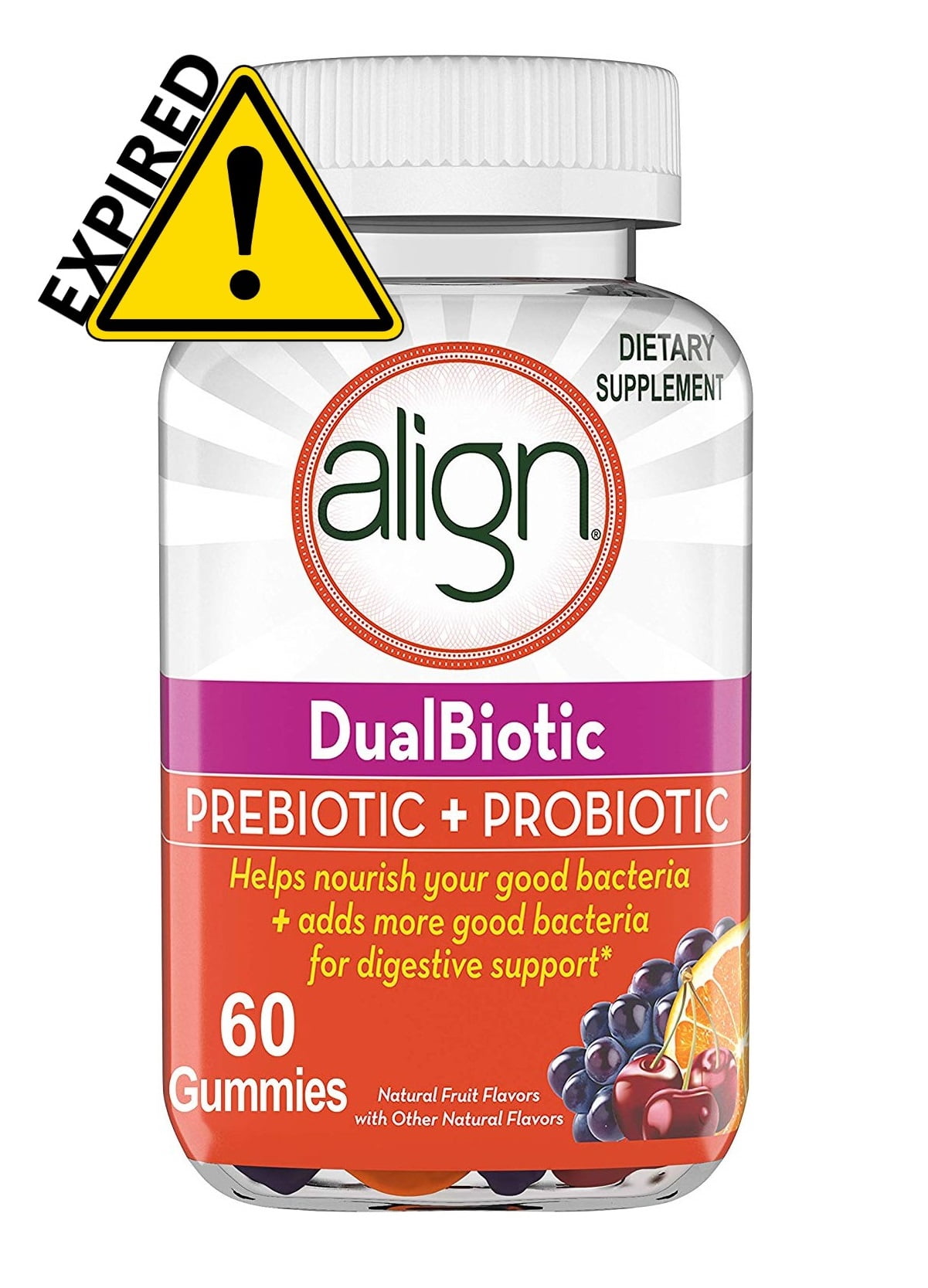 Align DualBiotic Prebiotic+Probiotic Gummies with Natural Fruit Flavors