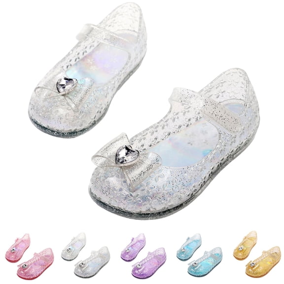 BXJX Girls Jelly Sandals , Ankle Strap Closed Toe Princess Non Slip Summer Shoes White Size 8(Little Kids)