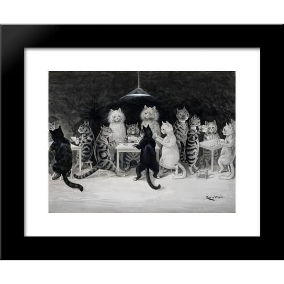 CATS' BRIDGE CLUB 20x24 Framed Art Print by Louis Wain