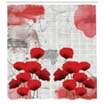 thumbnail image 3 of Ambesonne Poppy Flower Shower Curtain, Blossoming Rural Field, 69"Wx70"L, Red Grey Coconut, 3 of 3