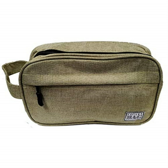 Eleganza Tan Color Toiletry Cosmetics Bag with Handle 10 x 4 x 6.25 Inches