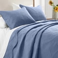 thumbnail image 4 of Ameha 3 Piece Reversible Quilt Set Ultra Soft Floral Coverlet Microfiber Bedding Set Cal.King Washed Blue All Season, 4 of 11