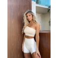 thumbnail image 2 of SURJDE Women's 3 Piece Medium Support Crop Top One Shoulder Ribbed Seamless Removable Cups Workout Exercise Sport Bra, 2 of 2