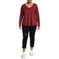 thumbnail image 3 of Terra & Sky Women's Plus Size V-Neck T-Shirt with Long Sleeves, 2- Pack, 3 of 5
