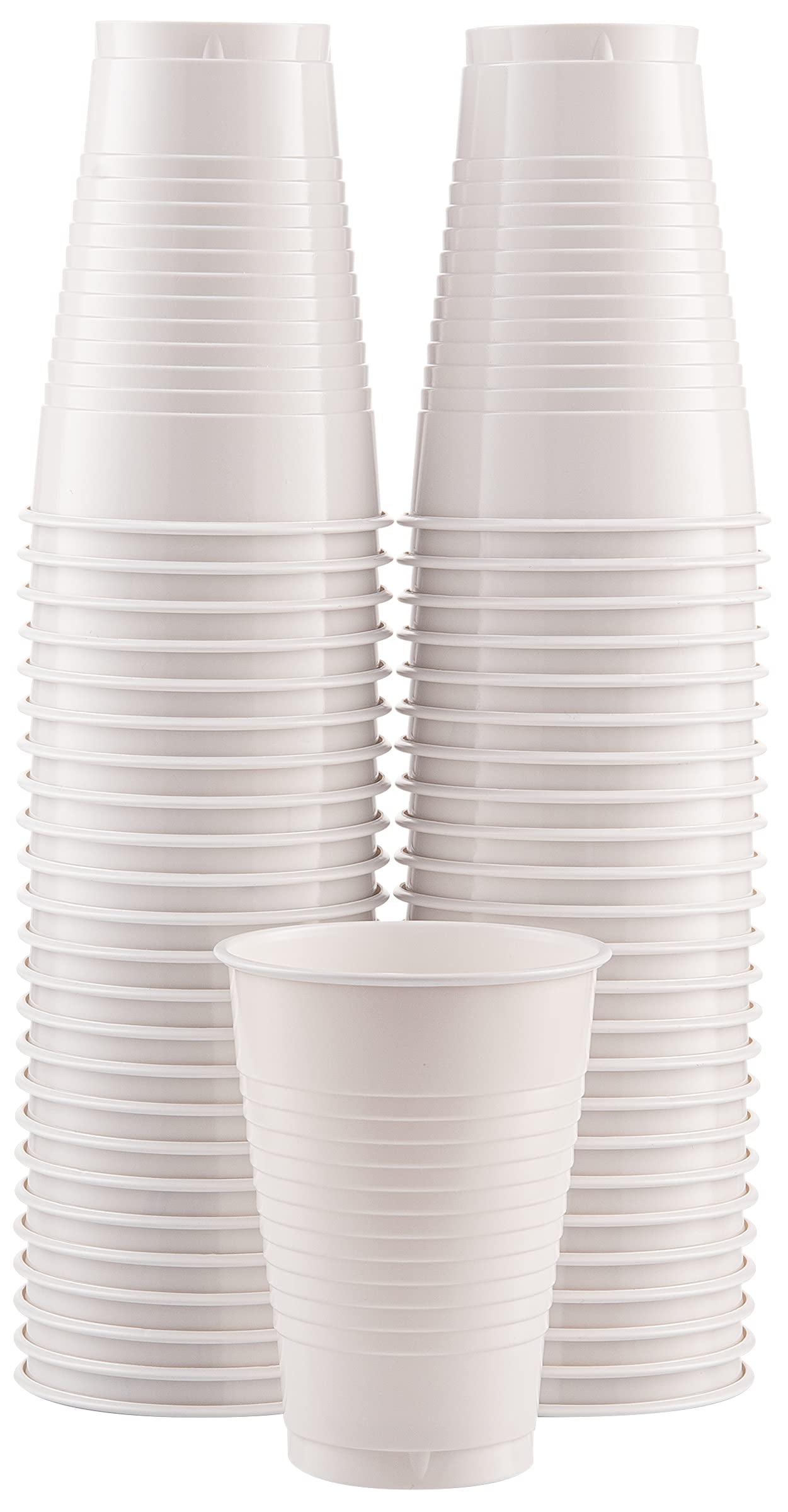 Disposable Plastic Cups, White Colored Plastic Cups, 12Ounce Plastic