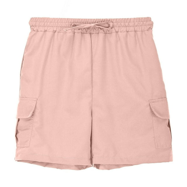 MIASHUI Shorts Cargo pour Garçons d'Été à Cordon, Taille Extensible, Pantalon de Sport avec Poche, Rose Pâle, 11-12 Ans