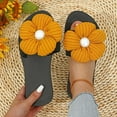 thumbnail image 4 of Virmaxy Womens Beach Sandals Women's New Summer One-line Fivel Flower Platform Slippers Wear Fashionable Beach Sandals Slippers Yellow 42, 4 of 7