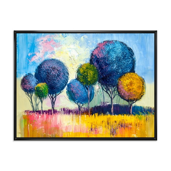 Designart 'Autumn Colorful Fantasy Trees III' Modern Framed Canvas Wall Art Print