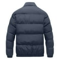 thumbnail image 3 of Men's Casual Solid Color Warm Cotton-padded Jacket (Bread Coat) - Stand-up Collar Thickened Zip Cotton Coat (BRETOWANO), Dark Blue, Size M, 3 of 5