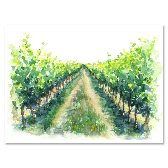 Designart ' Rural Scene Vineyard Path ' Traditional Canvas Wall Art Print