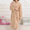 thumbnail image 2 of Defitshape Women's Spa Robe Plus Size Fuzzy Winter Loose Fit Cozy Bathrobes Flannel Bathrobe Knee Length Pull On Khaki Medium, 2 of 4