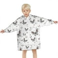 thumbnail image 3 of Black White Butterfly Pattern Blanket Hoodies for Kids 6-13YR Oversize Wearable Blanket Hoodies for Boys Girls Teens, 3 of 7