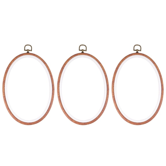 Brandonz Wooden Ring Ornament 3Pcs Embroidery Frame Set for DIY Sewing (Light Brown)