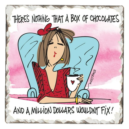 

Absorbent Stone Tumbled Tile Coasters Box of Chocolates Set of 4