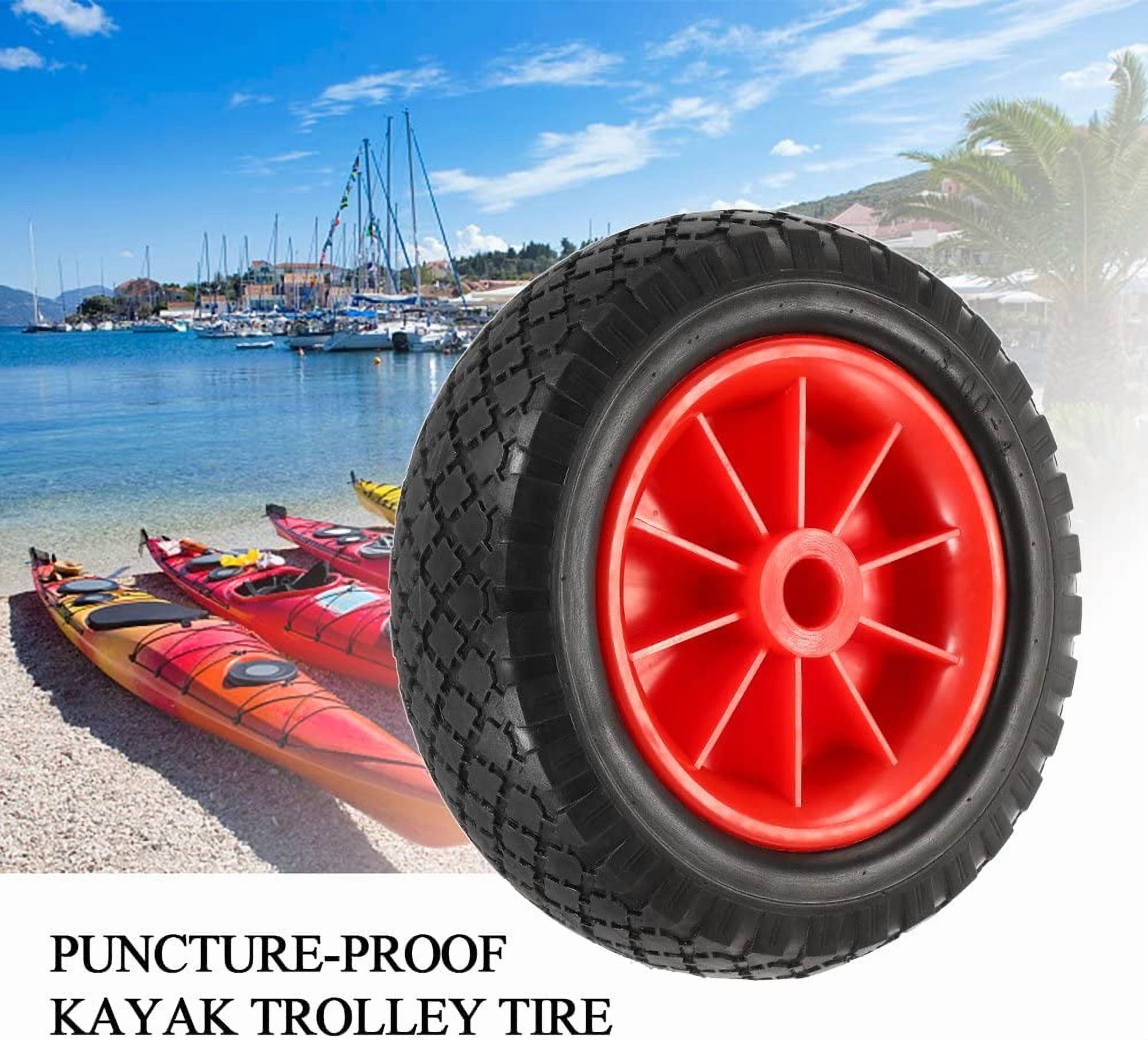 HUIOP Kayak cart Wheel, 1pc 10'' Solid Tire Wheel for Kayak Canoe Trolley Cart Replacement Tire