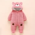 thumbnail image 2 of Up to 30% off Girls Fashion Solid Color Cute Plush Thickening Keep Warm Bear Ear Jumpsuit 9 Months, 2 of 5