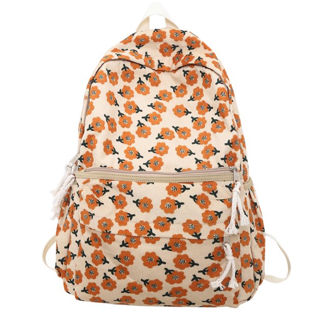 Mochila para Adolescentes multifunción Informal Diaria Mujer Gran Capacidad Floral con múltiples Bolsillos Pana Correa Ajustable