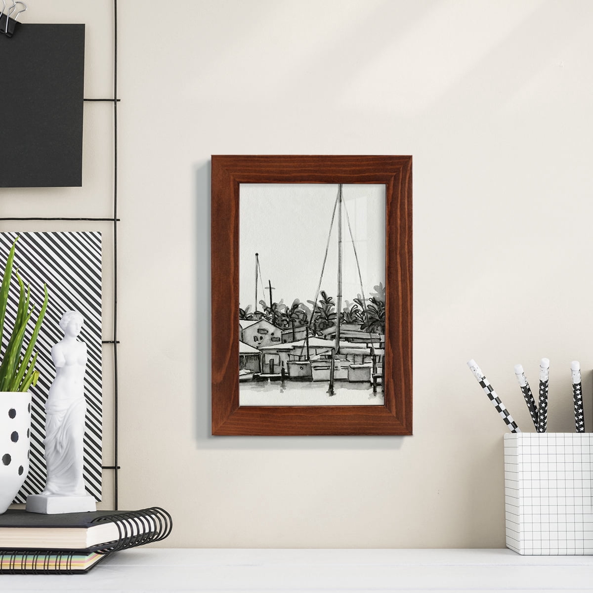 Neutral Tropics III - Framed Print w/glass - Chestnut
