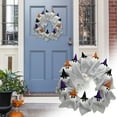 thumbnail image 2 of Cheapark 16 Inch Artificial Ghost Wreath - Front Door Halloween Decor - Indoor Outdoor Party Wreath With Eerie Accents - Polyester Construction, 2 of 8