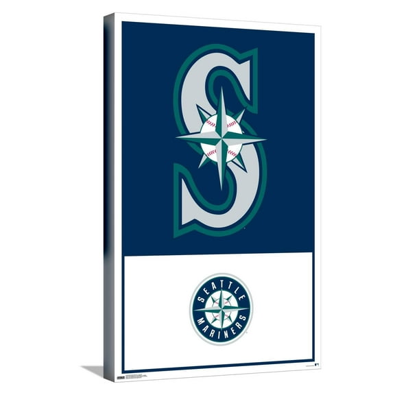 MLB Seattle Mariners - Logo 22 Canvas Wall Poster, 14.725" x 22.375"