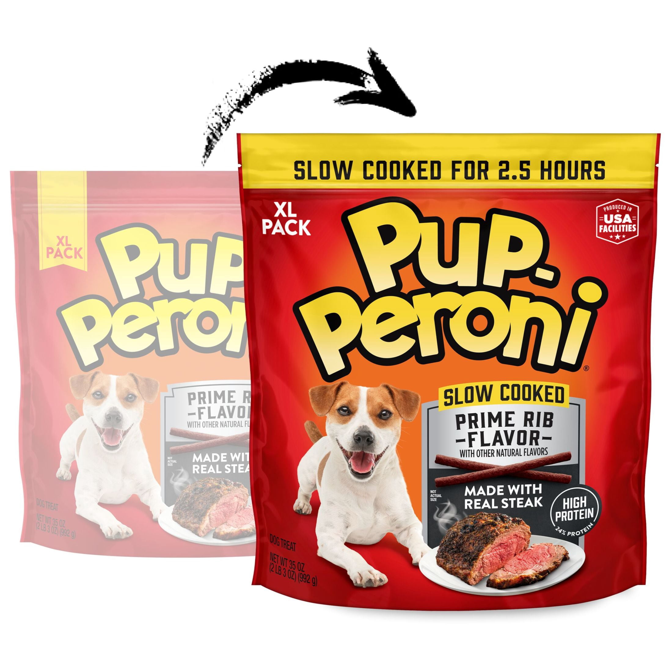 (2 pack) Pup Peroni Prime Rib Flavor Dog Treats, 35 oz Bag