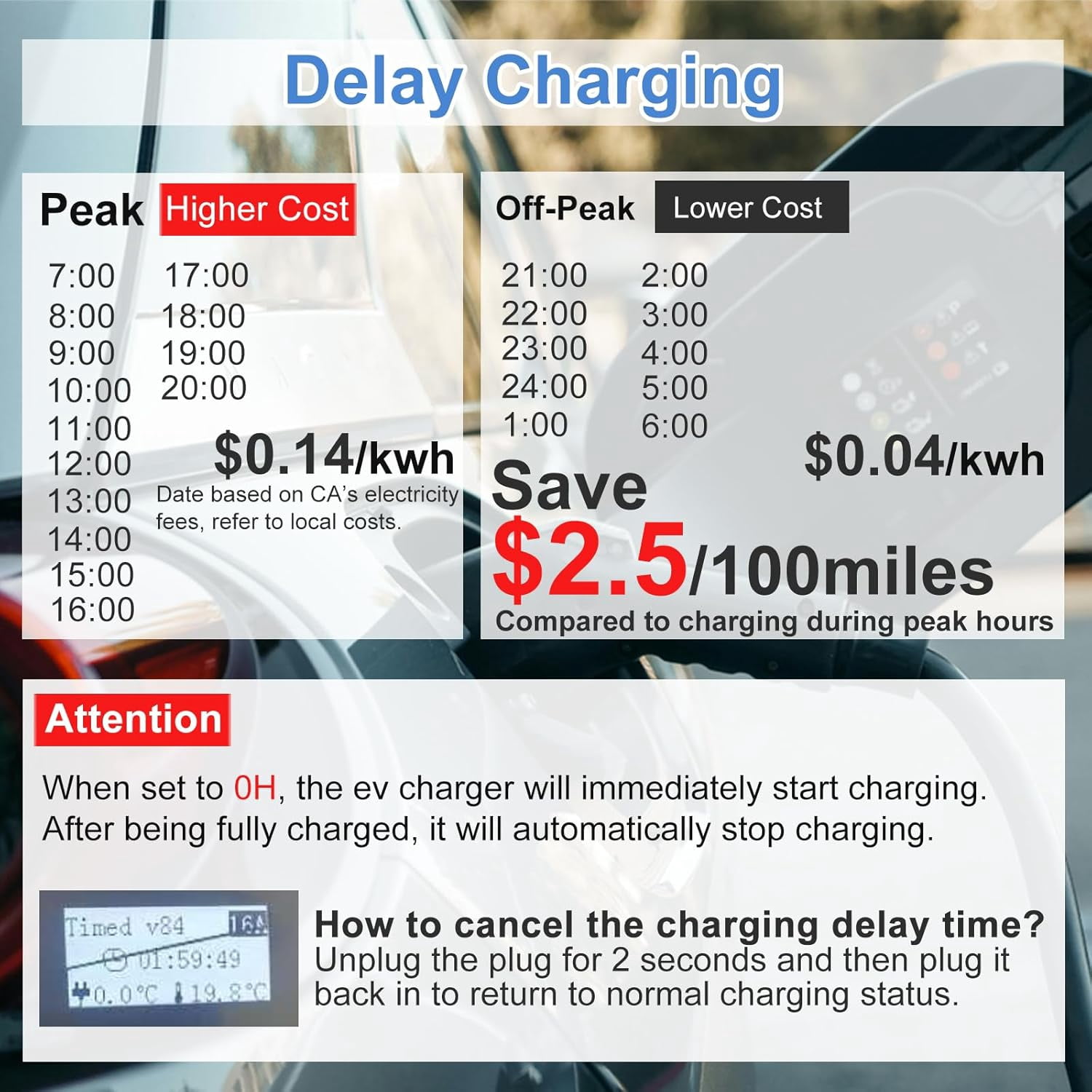 SubSun Universal Portable Level 2 EV Charger 50Amp 240V Electric Car Charger for All North American EVs Includes J1772 and Tesla, 25FT EV Charging Cable with NEMA 14-50 Plug (with Tesla Adapter)