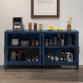 thumbnail image 2 of Dextrus 63" Sideboard, Buffet Cabinet with Storage & 4 Glass Doors, Buffet Storage Cabinet, Kitchen Sideboard for Dining Room, Kitchen, Blue, 2 of 11
