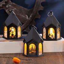 Floleo Halloween Snow Globe Lantern,Halloween Portable Lanterns Orange Candle LED Halloween Lamp,Halloween Lantern,Candle Lantern For Outdoor Home Room Door Party Decor