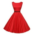 thumbnail image 1 of Fridja Robe de Soirée pour Femme, Couleur Unie, Manches Courtes, Col Rond, Taille Haute, Grande Ampleur, 1 of 5