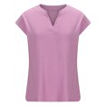 thumbnail image 4 of ZyeKqe Womens Cap Sleeve Shirts Casual V Neck Top Solid Color T Shirts Loose Fitting Tees Top Blouses, 4 of 6