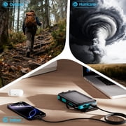 SOLPOWBEN 20000mAh Solar Power Bank Compatitble for iphone Portable Solar Power Bank with Dual 5V USB Ports 2 Flashlight Compass Battery Pack for Outdoor Camping Hiking(Blue)