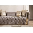 thumbnail image 6 of Naomi Button Tufted 3 Pc Set with Velvet Fabric and Gold Accent in Taupe, 6 of 6