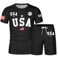 thumbnail image 4 of IWRICH Men's Independence Day 4th of July Outfits USA Flag Patriot Short Sleeve Shirts and Shorts Set 2 Piece Athletic Jogging Tracksuits Black XXL, 4 of 4