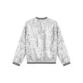 thumbnail image 3 of Rswnyirn Kids Girls Sequin Bomber Jacket Sparkle Long Sleeve Zipper Party Jacket Outwear Coat Silver 6, 3 of 7